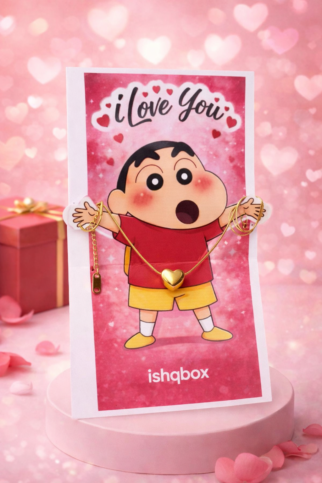 Shinchen I love u card with Necklace